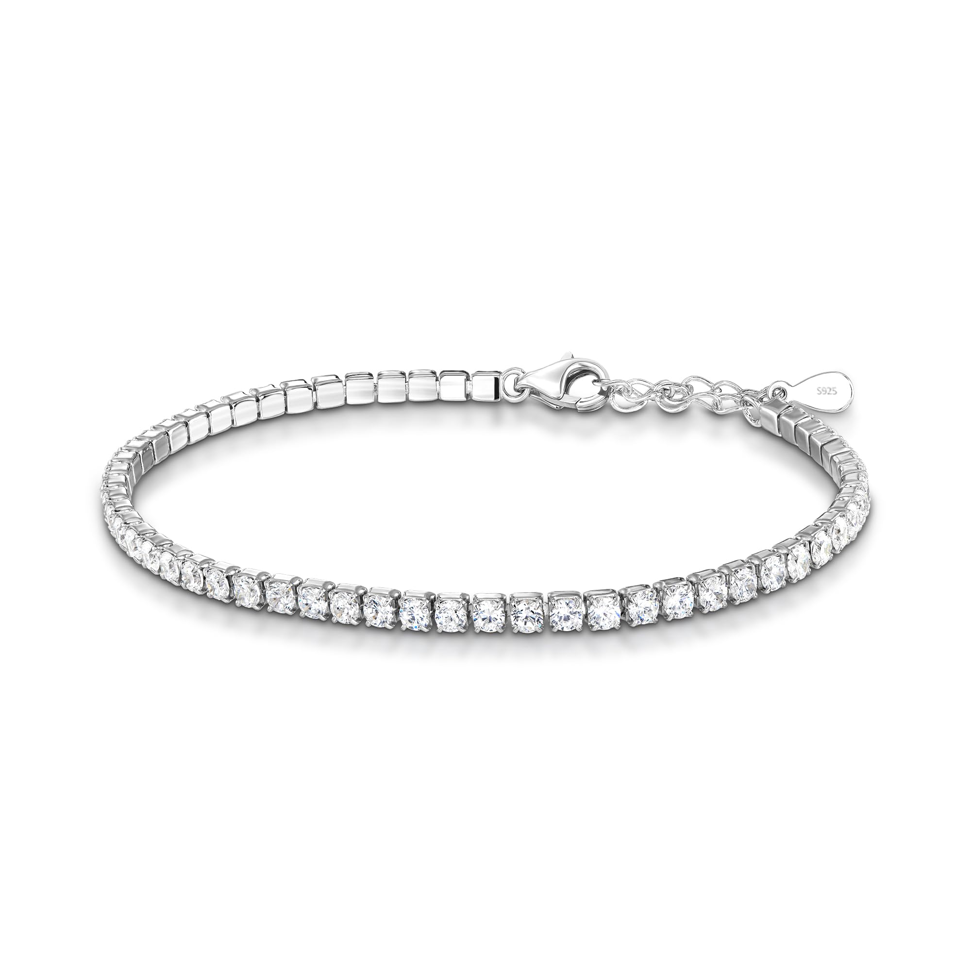 Schöner-SD Feines 925 Silber Tennis Armband rundherum mit Zirkonia