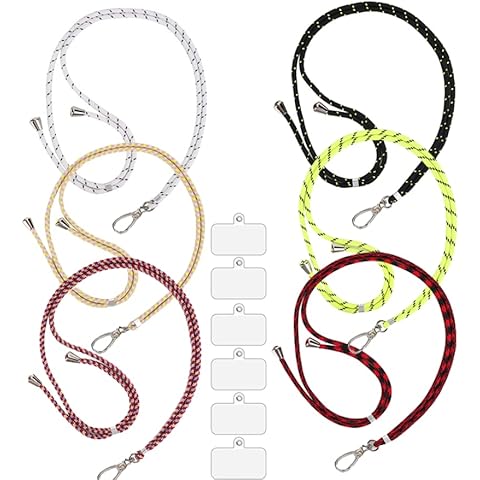 Konxi 6 pcs Universal Cell Phone Lanyards, Cellphone Lanyard Strap Anti-Lost Detachable Patch sticker, Adjustable Neck Strap Phone Lanyard Compatible with Iphone Huawei Samsung Most of Smart Phone Cover