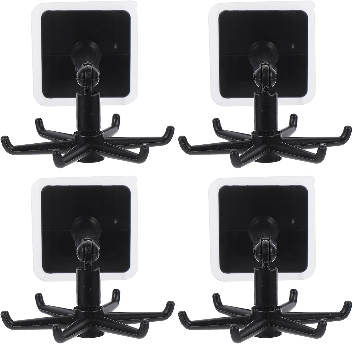 4pcs Multi-Purpose Rotatable Utensil Hooks Kitchen Hanging Spatula and Soup Ladle Holder Black 360° Swivel Foldable Storage Rack for Home Organization