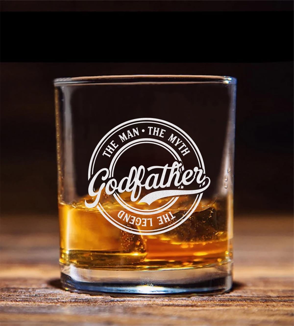 Godfather The Man The Myth The Legend Whiskey Glass, Gifts For Grandfather, Papa, Dad, Him, Christmas, Birthday, Father's Day For Godfather From Daughter, Son