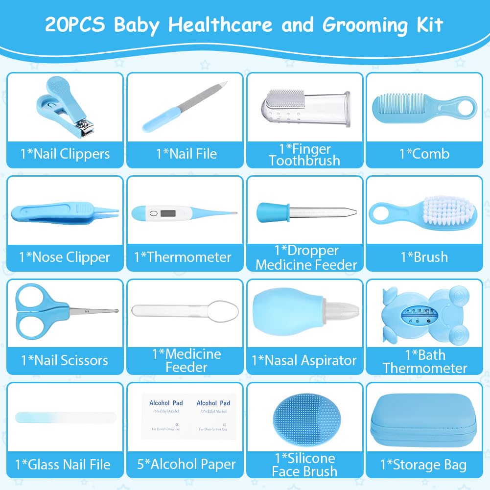 Flintronic 20 in 1 Baby Healthcare and Grooming Kit, Newborn Baby Care Accessories with Hair Brush, Comb, Nail Clippers - Image 3