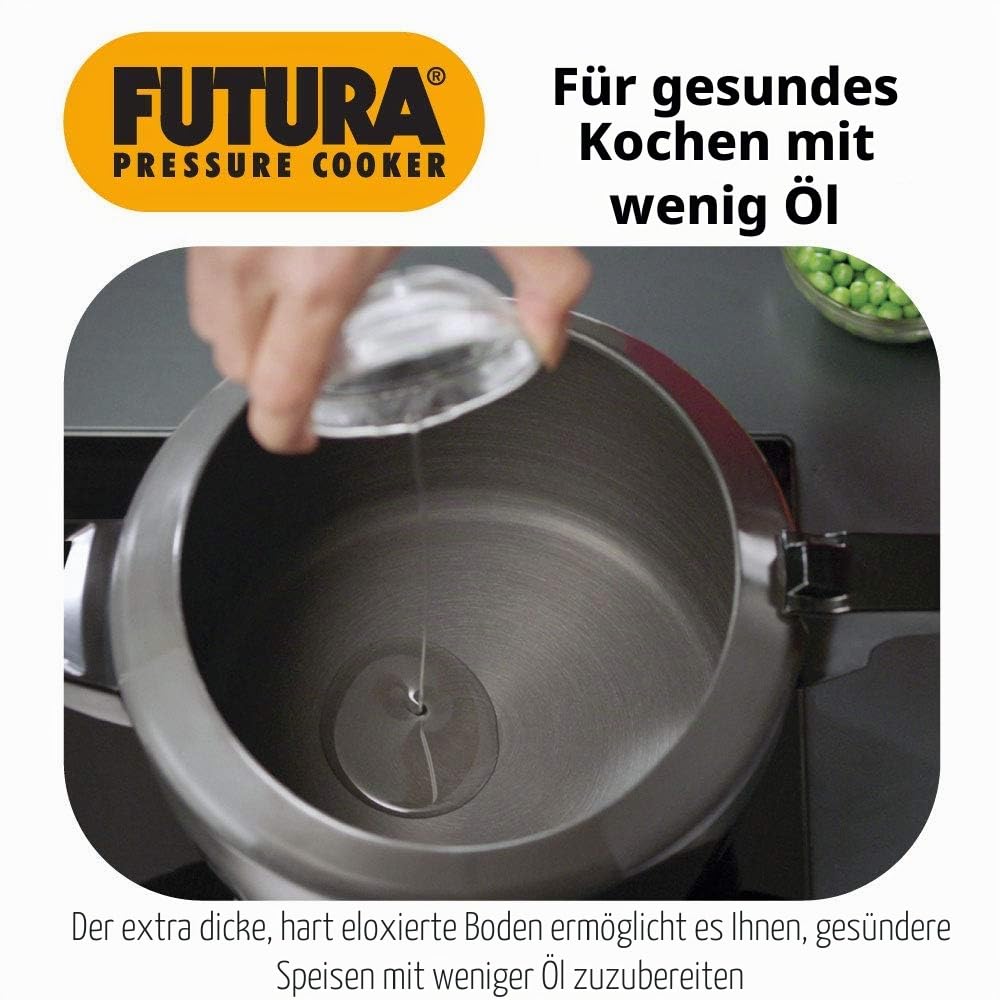 Futura Hawkins Schnellkochtopf, 3 l, harteloxiert, Induktionsgeeignet, klein, Schwarz