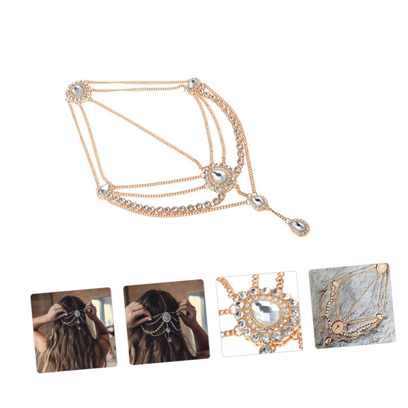 FRCOLOR 3stücke Ethnisches Haarband Mit Quasten Und Strass Goldfarbene Kopfbedeckung Für Hochzeiten Partys Und Besondere Anlässe Bequemes Haaraccessoire Für Damen Und Mädchen