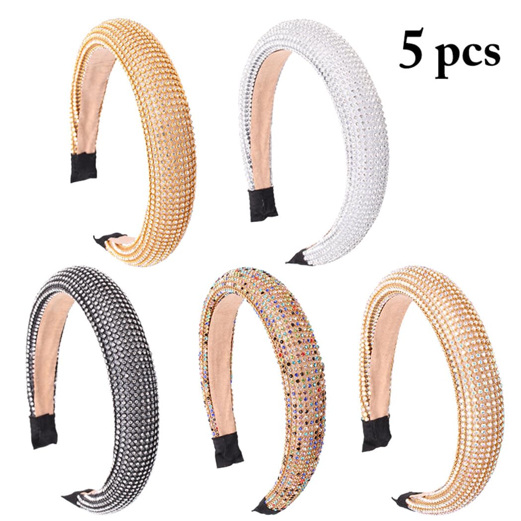 5 cerchietti per capelli con strass, accessorio decorativo da donna
