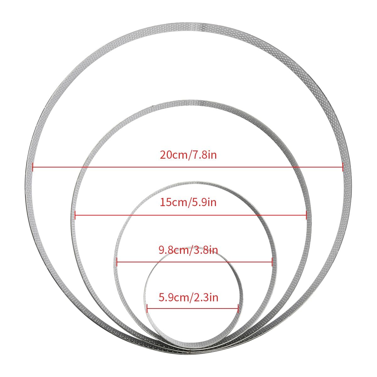 Tabanzhe Stainless Steel Perforated Tart Ring Set for Baking Tower Pie Cake Crumpets and Desserts - Image 2