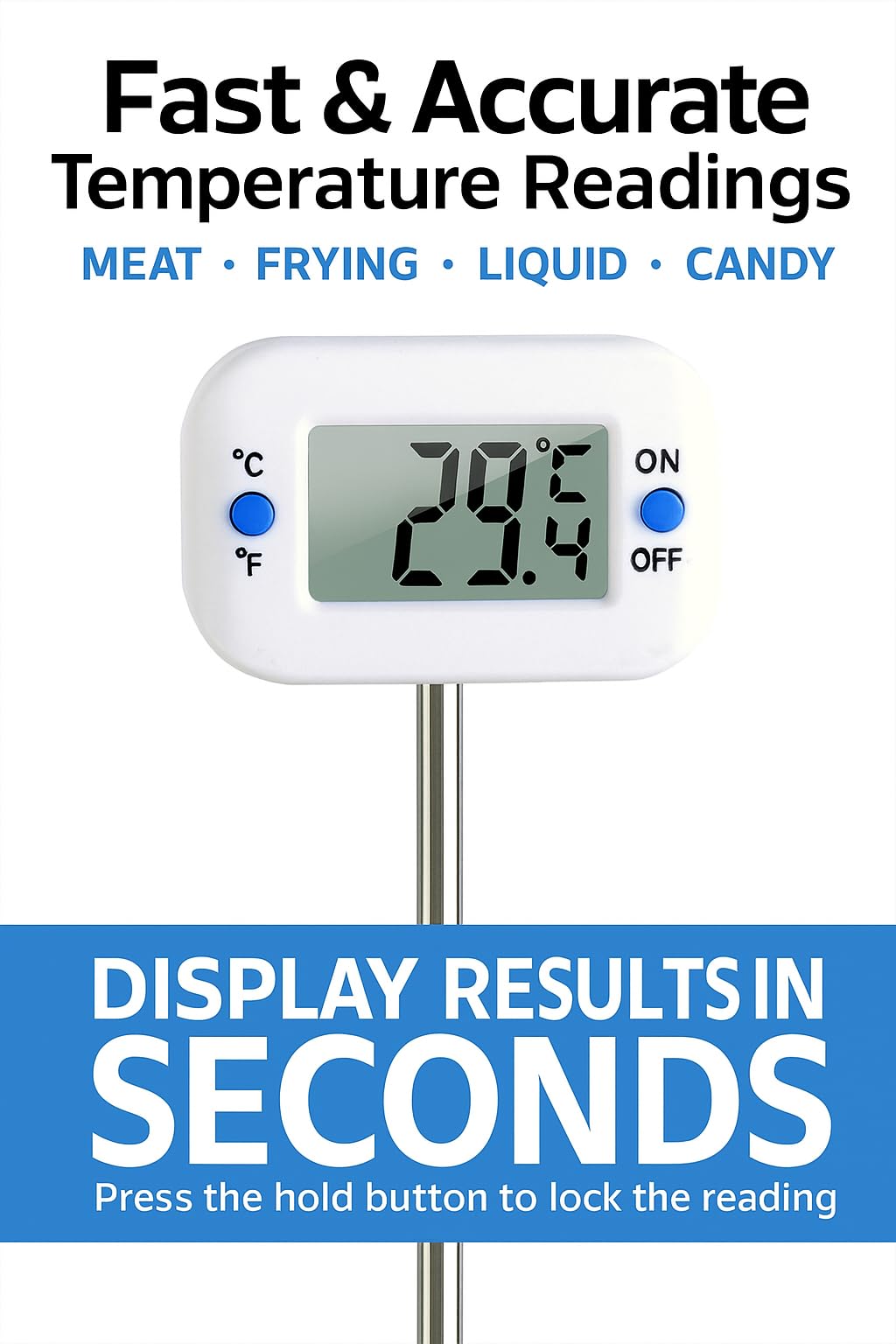 Termómetro digital para carne, líquidos y alimentos