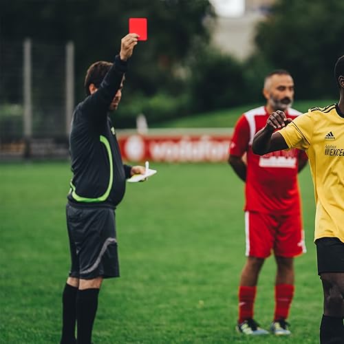 Miniatura 7 de Juego de bandera de árbitro de fútbol, banderas de línea de fútbol, tarjetas rojas y amarillas con cuaderno y lápiz, silbatos de árbitro de