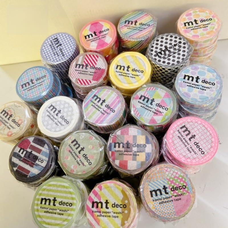 Mt Deco Series Masking Tape, 8 Pieces, Lucky Bags, Enjoy Patterns, Dots, Stripes, Borders, Retro, Geometric Patterns, Graph Shape, Set of Kamoi Treated Paper, DIY, Individual Packaging, 0.6 inches (15