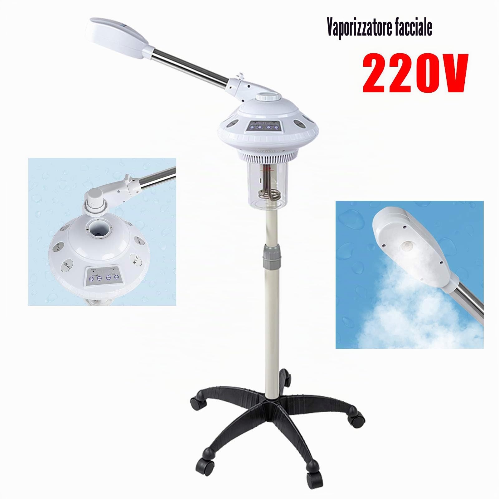 Vapozon Ozono vaporizzatore a vapore, 750 W, vaporizzatore per sauna facciale, vaporizzatore per ozono
