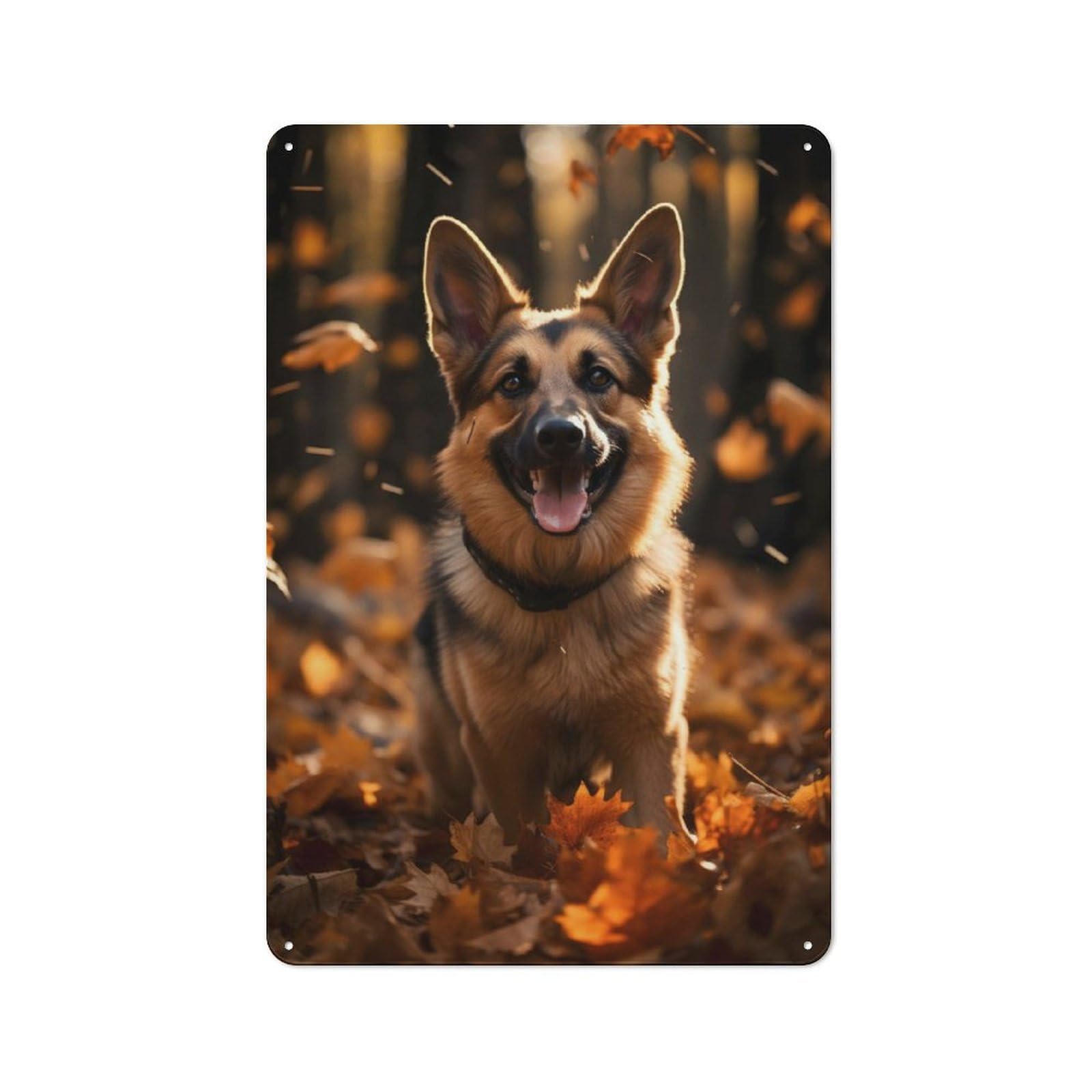 Distressed Look German Shepherd Dog Nature Decorative Tin Sign 30x20cm, Retro Room Decor for Lounge, Study, Pub Or Wall Gallery