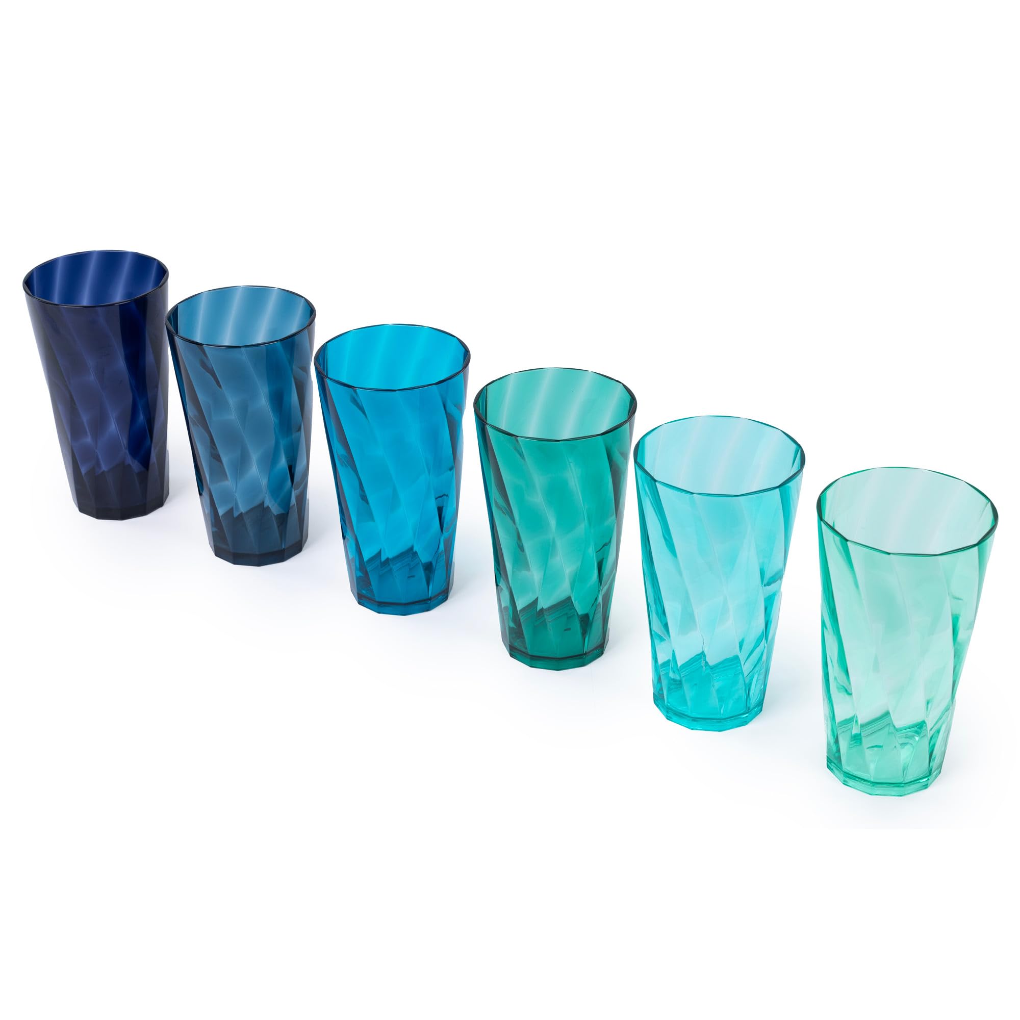 Livivo Unisex Multicolor Plastic Tumblers Set Of 6 600Ml Teal Acrylic Cups Bpa Free Reusable Drinking Cups For Picnic Camping