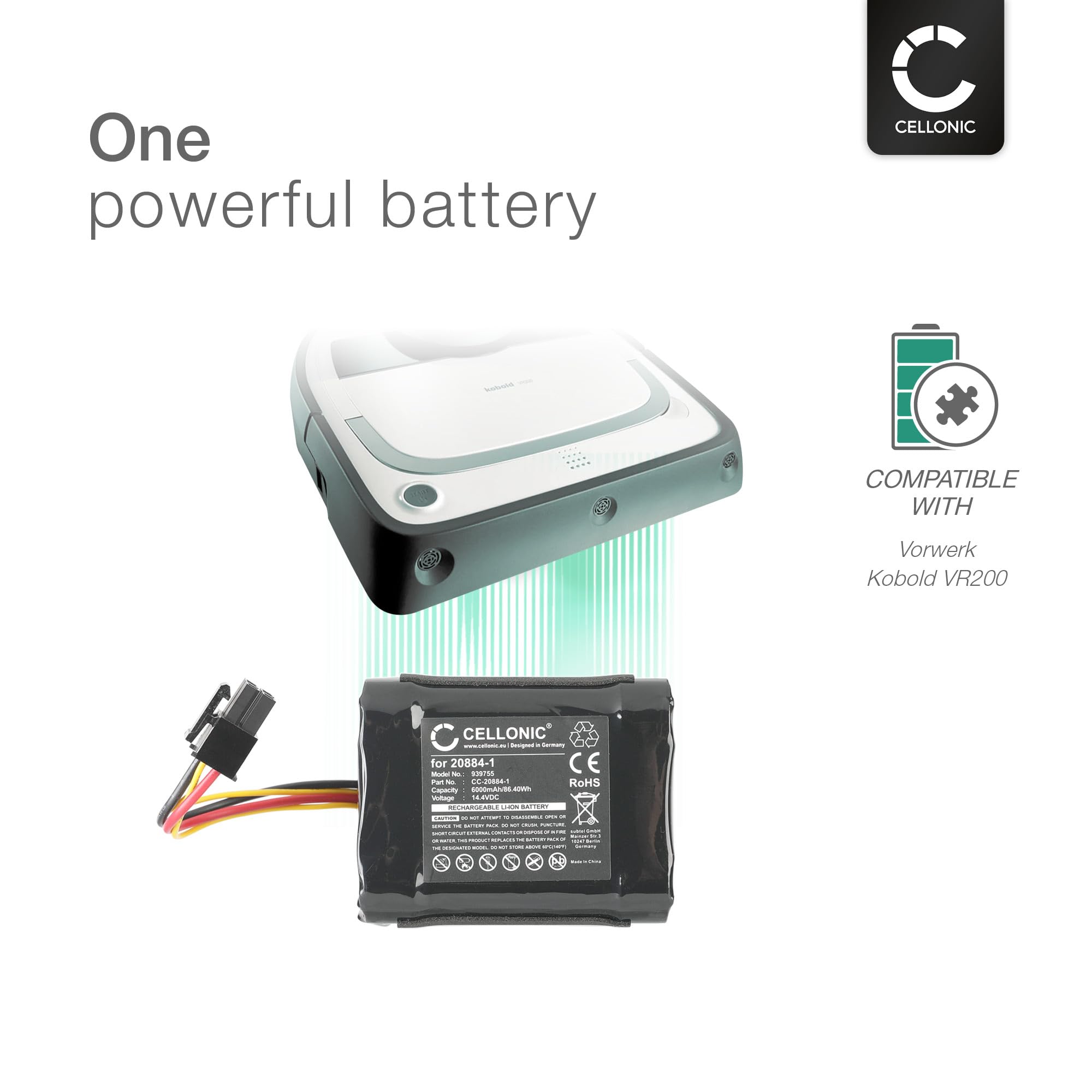 CELLONIC Bateria kompatybilna z Vorwerk Kobold VR200, 20884-1 6000mAh