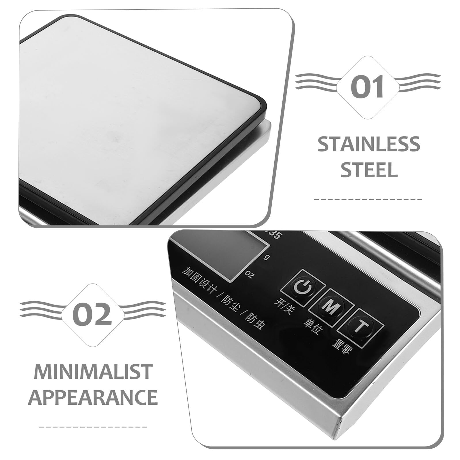 TOYANDONA Báscula Digital de Cocina Multifuncional Alta Precisión Acero Inoxidable para Hornear y Cocinar Portátil y Fácil de Limpiar Modelo sin Batería para Uso Doméstico