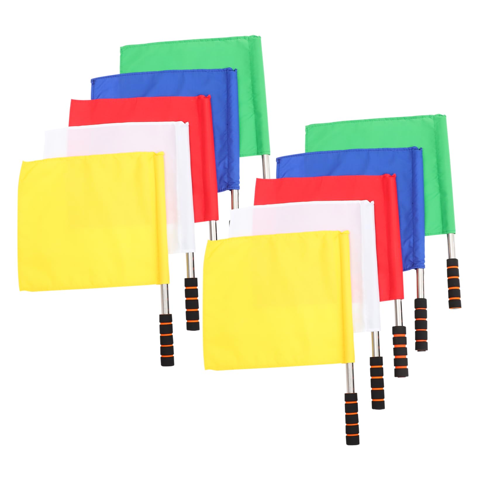 Yardwe 10pcs Soccer Football Referee Corner Flags Set Handheld Signal Flags for Match Green Yellow Red White Blue Sports Equipment