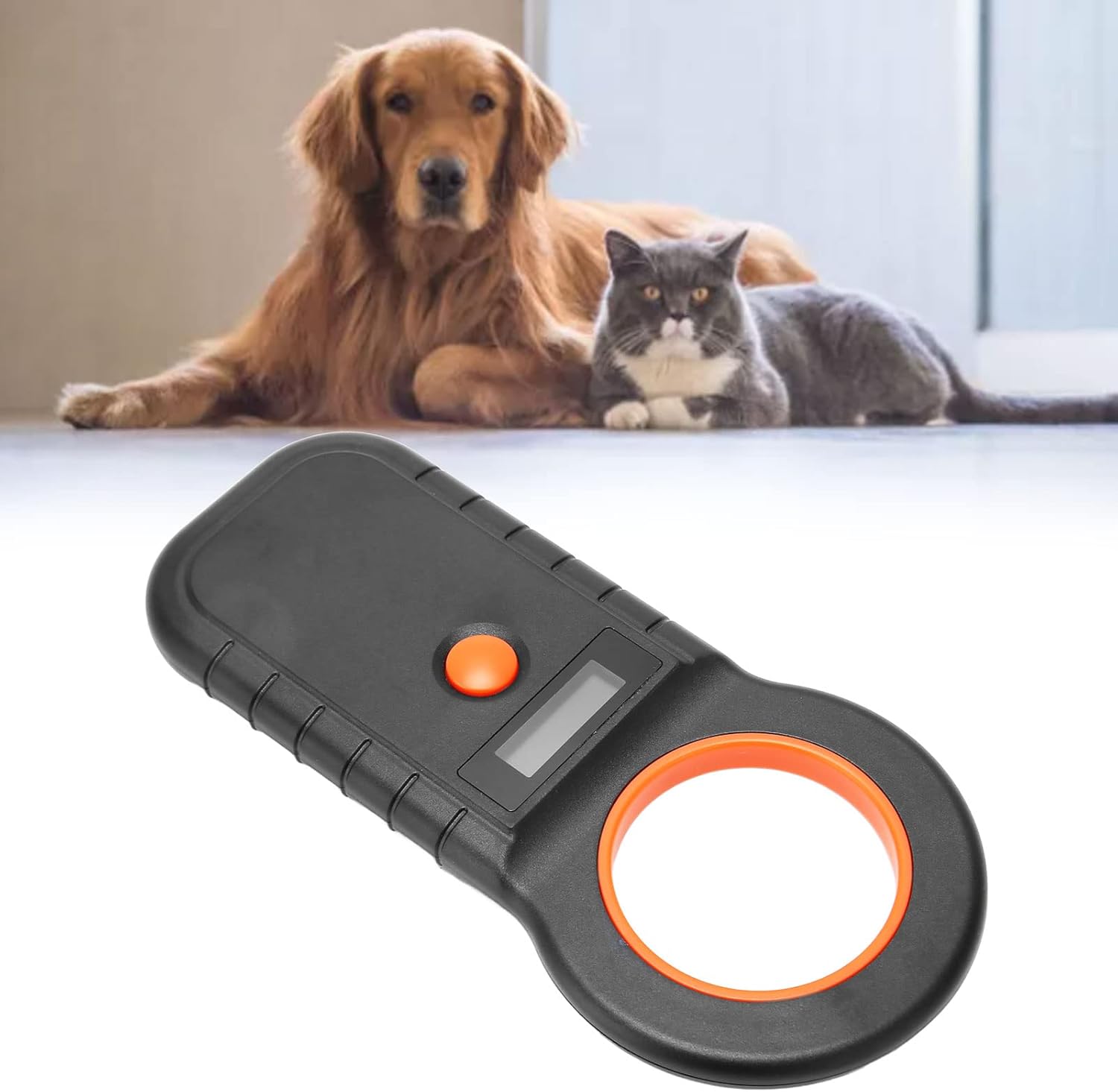 Pet Microchip Scanner, Rechargeable Handheld Pet ID Tag Reader Scanner with Display, USB, 2.4G and,130.2Khz 125Khz for Pets Dogs Cats Pigs, B,EMID (Black)