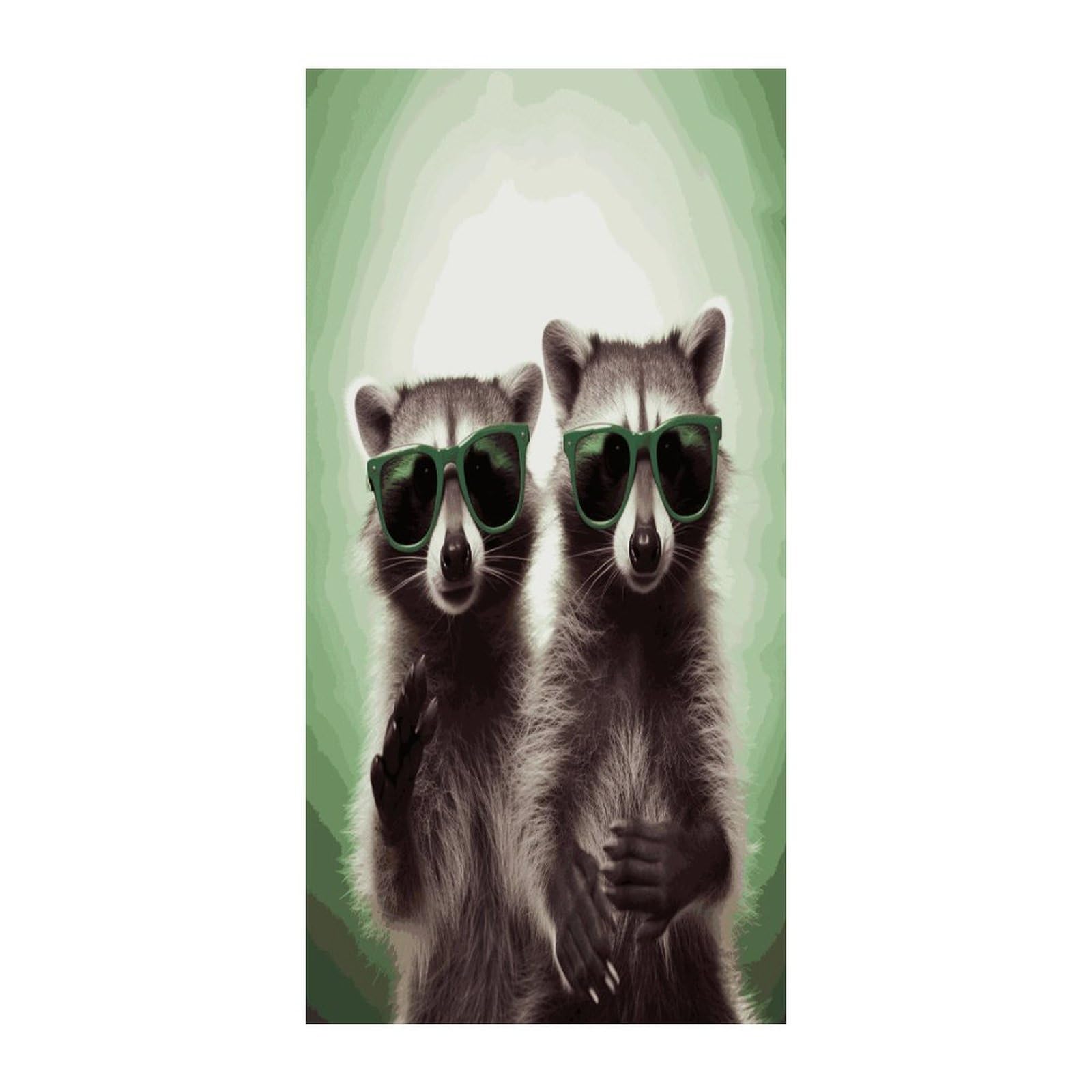 Fekiloot Style Funny Raccoon Green Sunglasses Door Curtain Room Divider Curtains