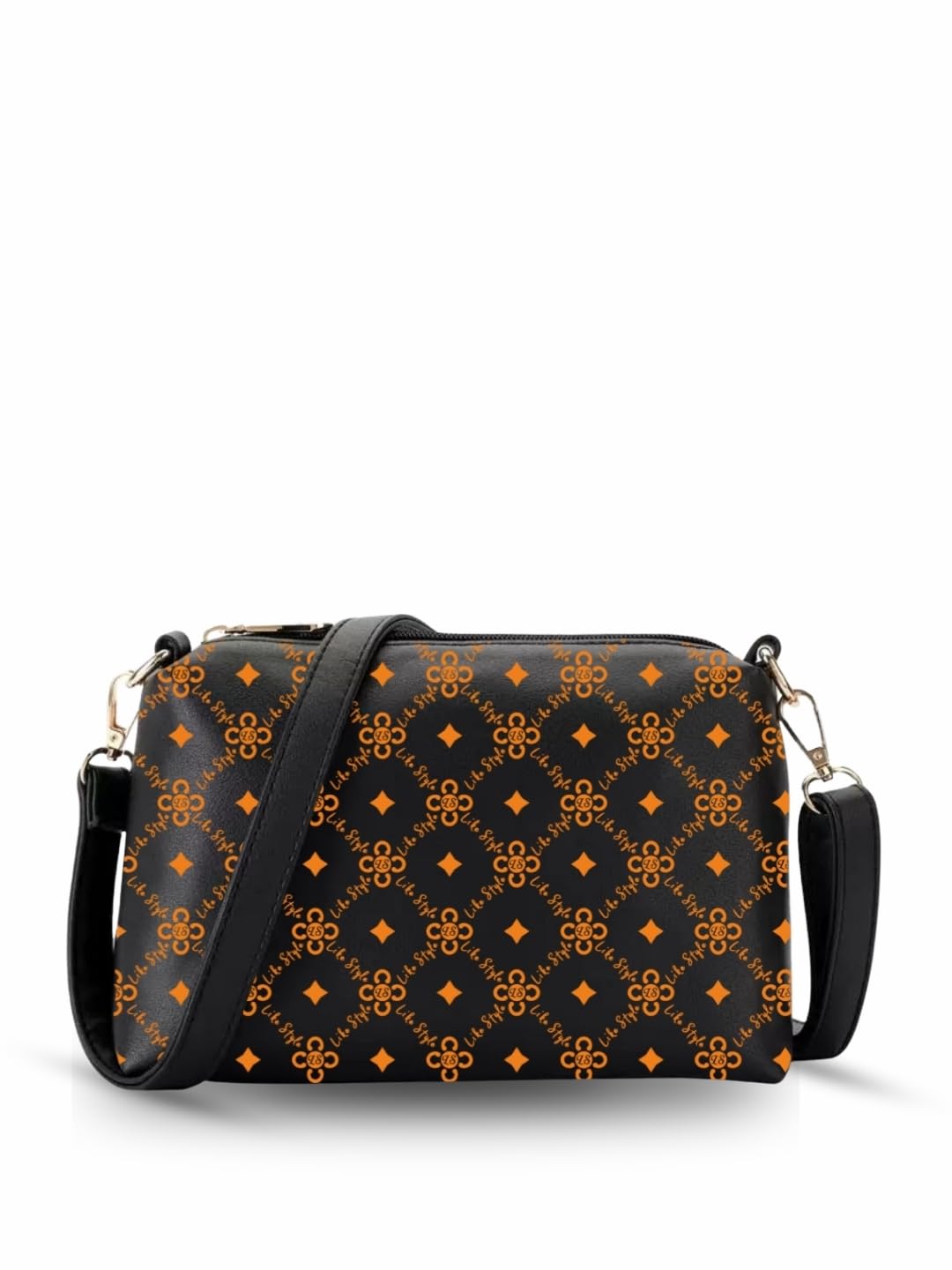 LIKE STYLE Sling Bag Women Ladies Girls Printed PU Rexine adjustable and detachable Brandcarry Hand Purse Crossbody (BLACK) (B0D67DZT1Q) Amazon Price History, Amazon Price Tracker