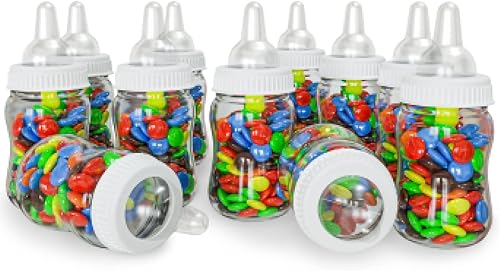12 botellas de caramelo rellenables, biberones para baby shower, mini botella estilo alimentador, caja de regalo de dulces para regalos de fiesta,