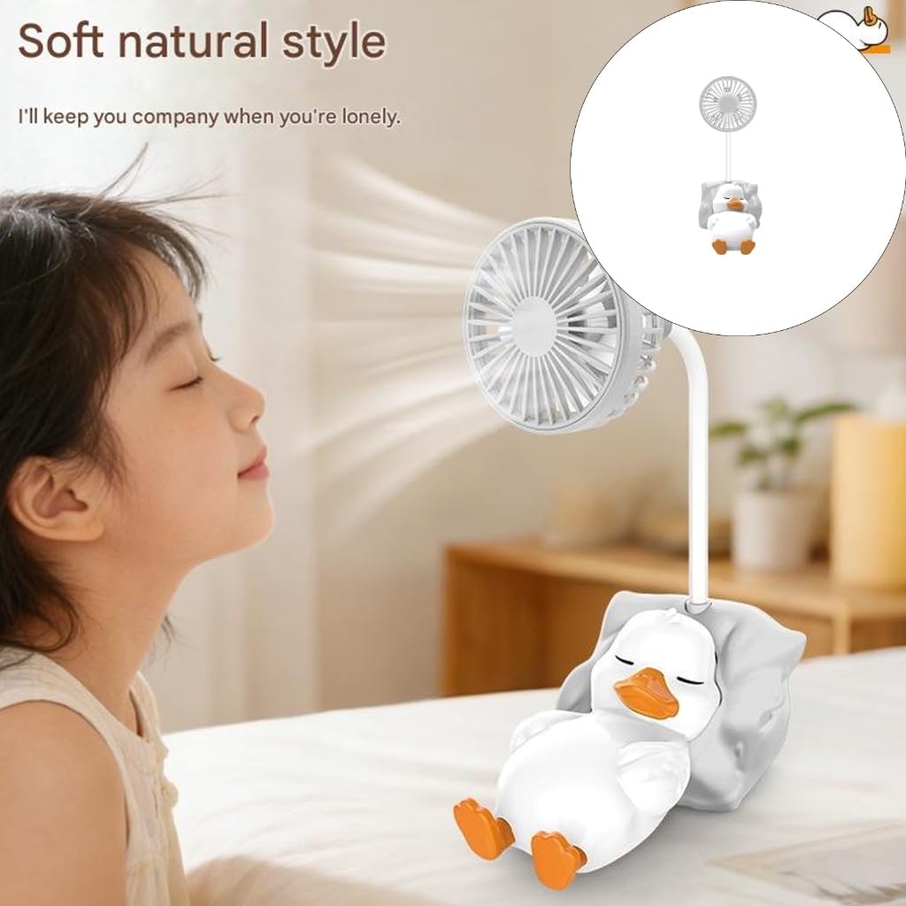 Cute Duck Desk Fan Small USB Personals Table Fan 3 Speed Duck Desktop Decors