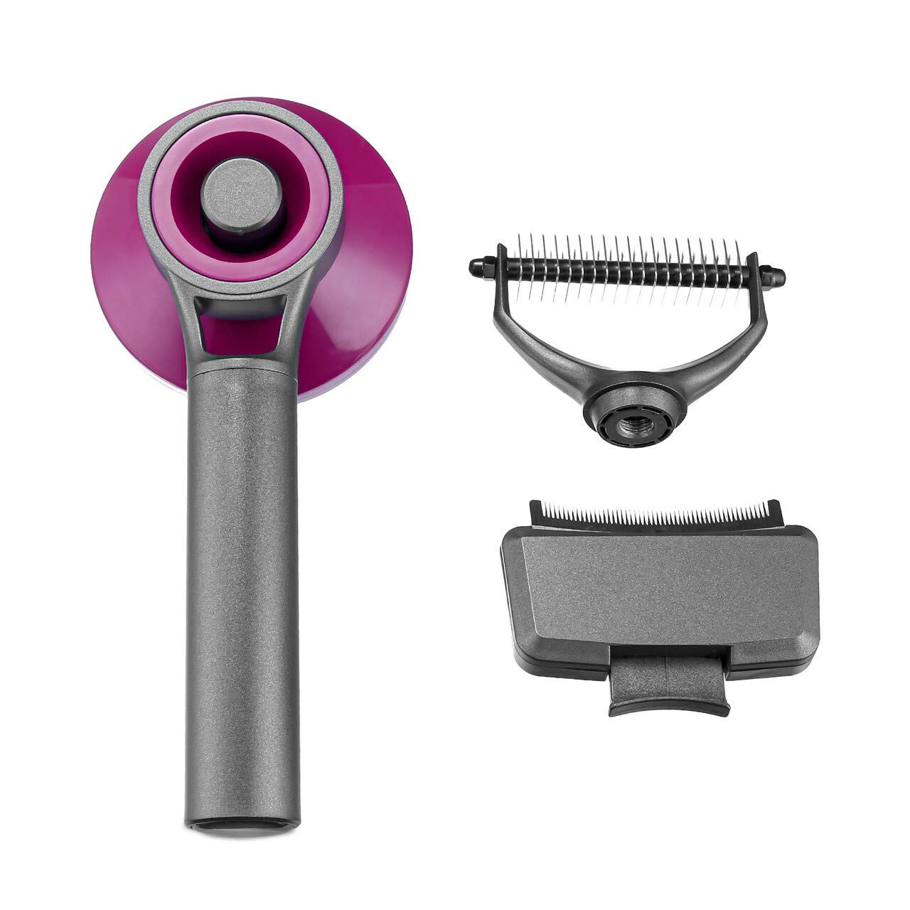 isYoung 3 in 1 Dog Grooming Brush, Self Cleaning Slicker Brushes, Professional Grooming Rake & Deshedding Tool for For Dogs, Cats,…