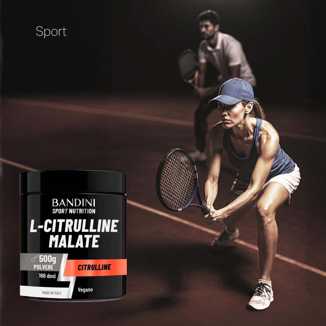 Bandini® L-Citrulline Malate Polvere 500 grammi, 3 grammi di L Citrulline Malat per Dose, Citrullina Malato 2:1 Polvere Insapore, Fermentazione Vegetale, Altamente dosata, Vegan, Booster Pre Workout