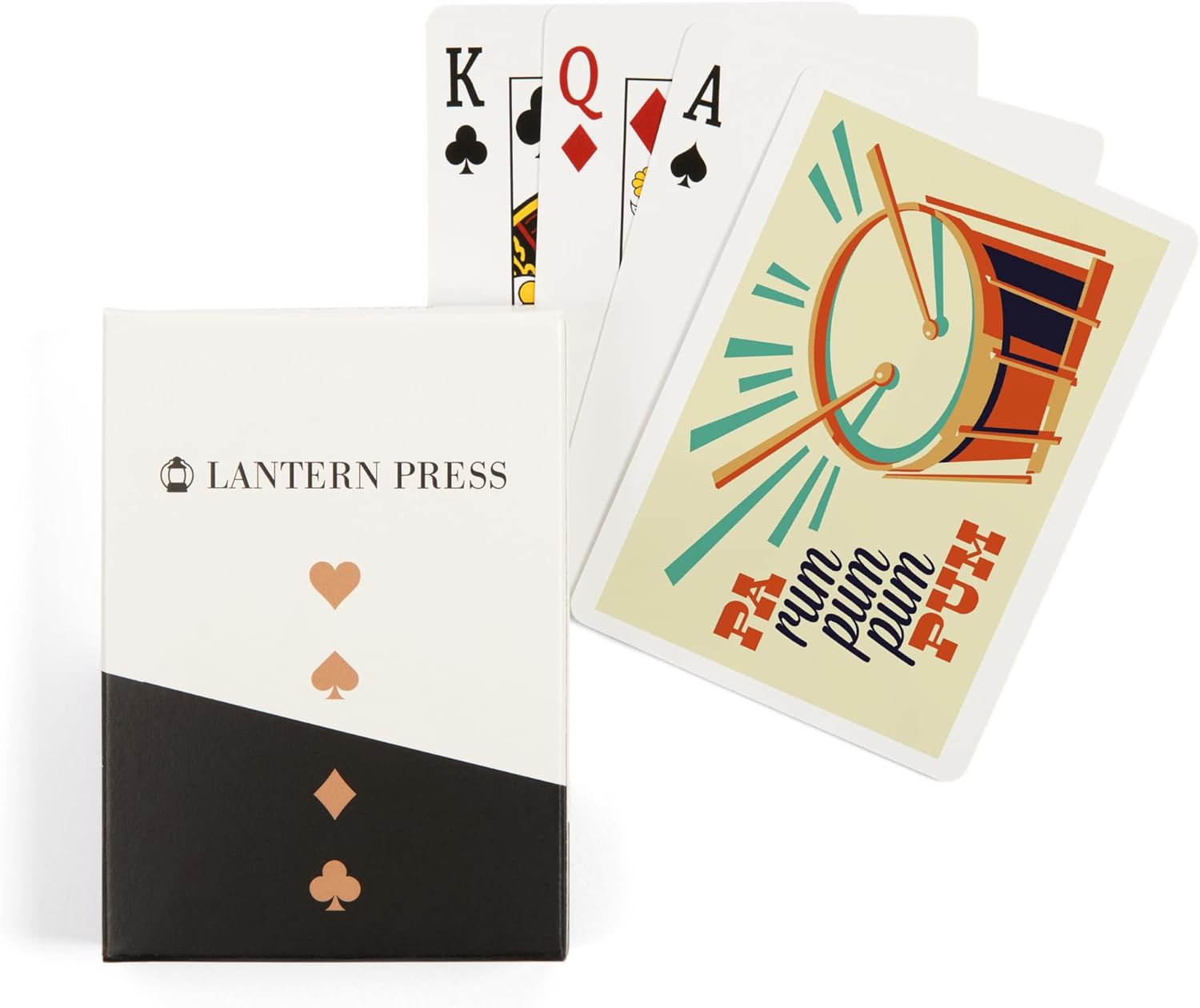 Lantern Press Drummer Boy, Retro Christmas, 52 Playing Cards for Adults, Poker Size Card Deck