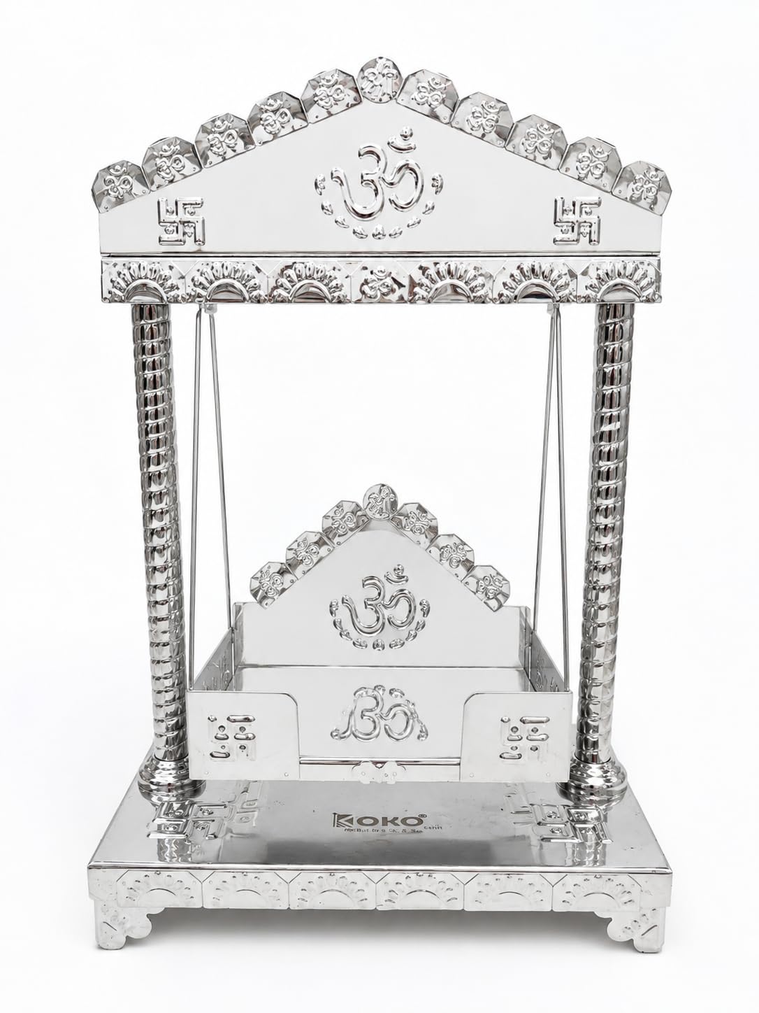 Stainless Steel Jhula for Laddu Gopal Kanha Thakur Ji [Only Jhula] | Rust-Resistant Finish, Traditional Design, Smooth Swing Motion, Easy to Clean, Janmashtami Decor-picture-32