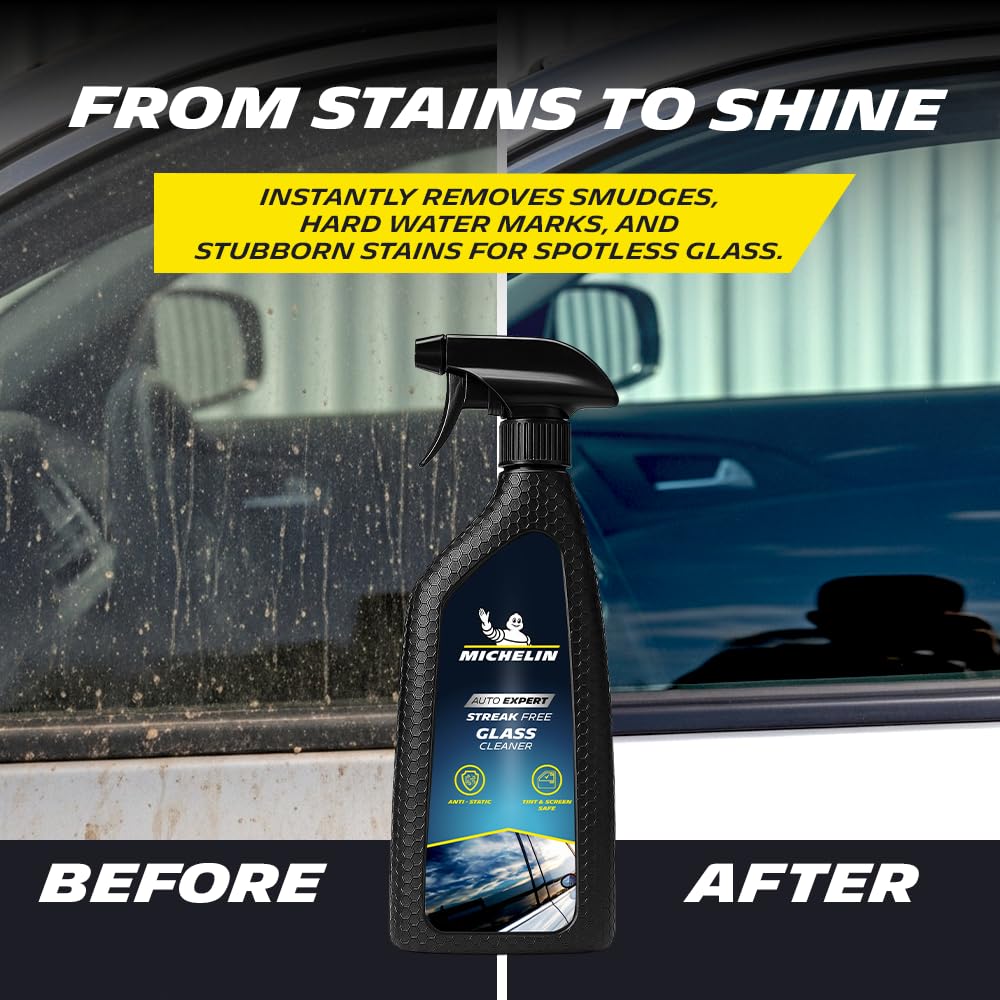 MICHELIN Glass Cleaner Spray 500ml | Streak-Free Shine for Car Windows, Windshields & Mirrors | Removes Dirt, Smudges & Oily Film | Quick Drying, Residue-Free, Safe on Tinted & Regular Glass - Image 6 thumbnail