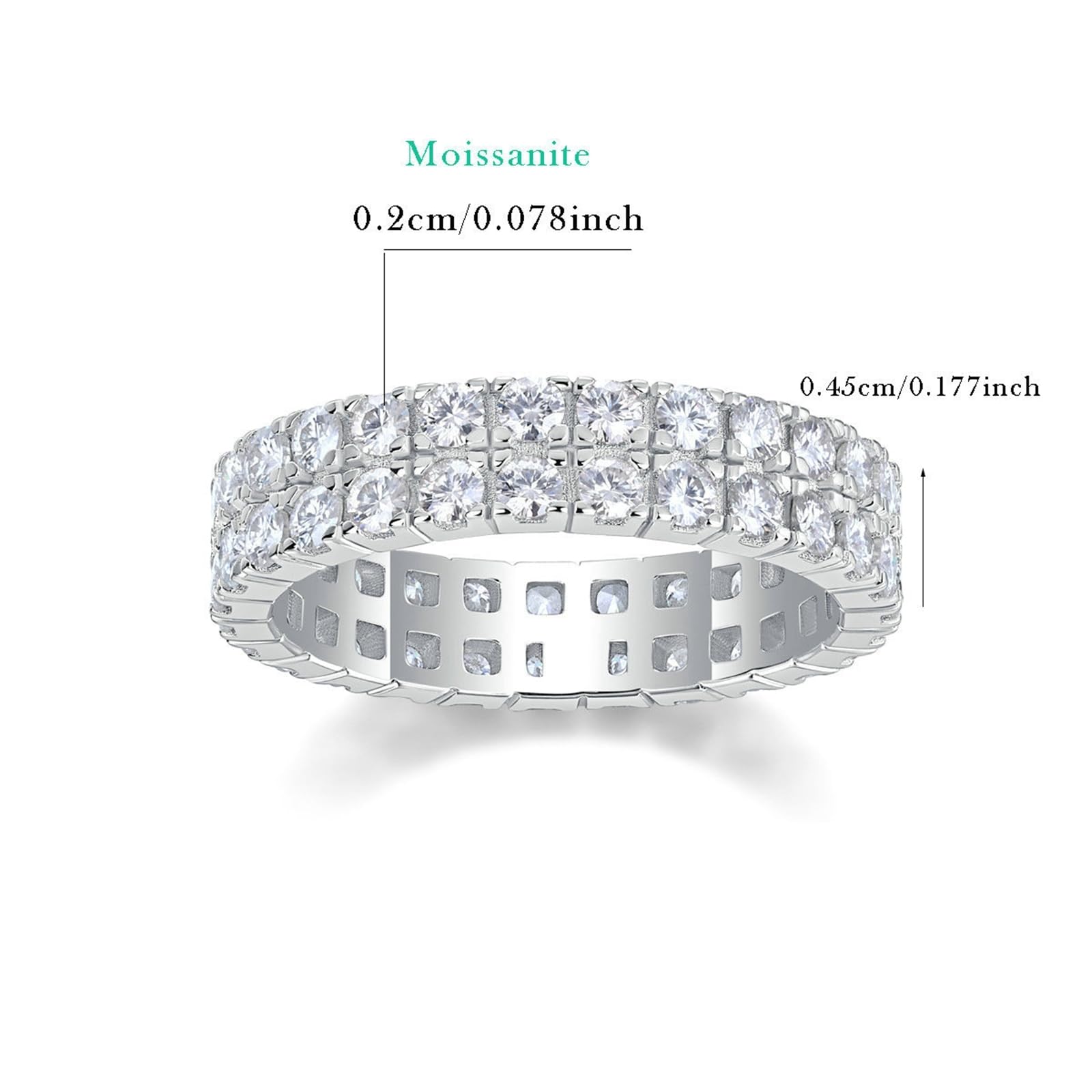 9K 14K 18K Gelbgold Ring, Ringe Damen 2X2mm Moissanit Def Kein Edelstein