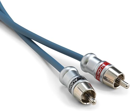 JL Audio XB-BLUAIC2-25 Cable de interconexión de audio de par trenzado de 2 canales con conectores mecanizados, 25 pies