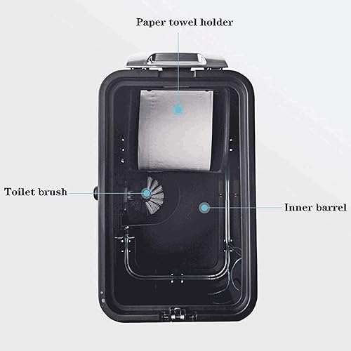Miniatura 5 de CZDYUF - Bote de basura de inducción inteligente con tapa cubo de basura de baño de 7 litros con cepillo de inodoro y caja de pañuelos de acero