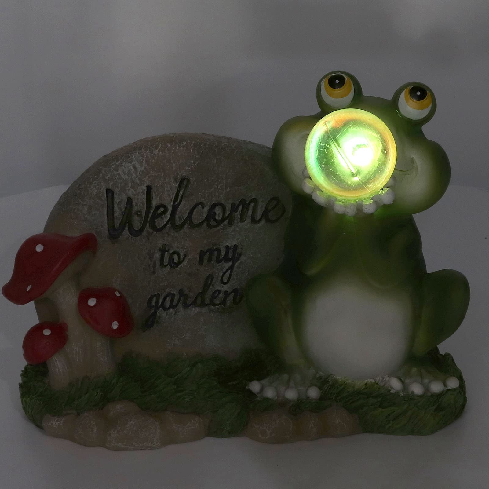 Pilipane Rana solare, luce solare da giardino, luce solare per esterni, simpatica rana che soffia bolle, luce bianca calda, luce a sfera di vetro solare per decorazione da giardino, materiale in