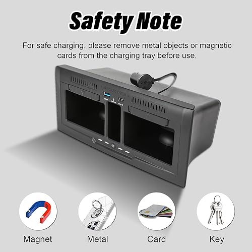 Miniatura 6 de Cargador de coche inalámbrico dual compatible con Land Rover Defender 90 110 130 2020 2021 2022 2023 2024 15W bandeja de carga rápida con puertos