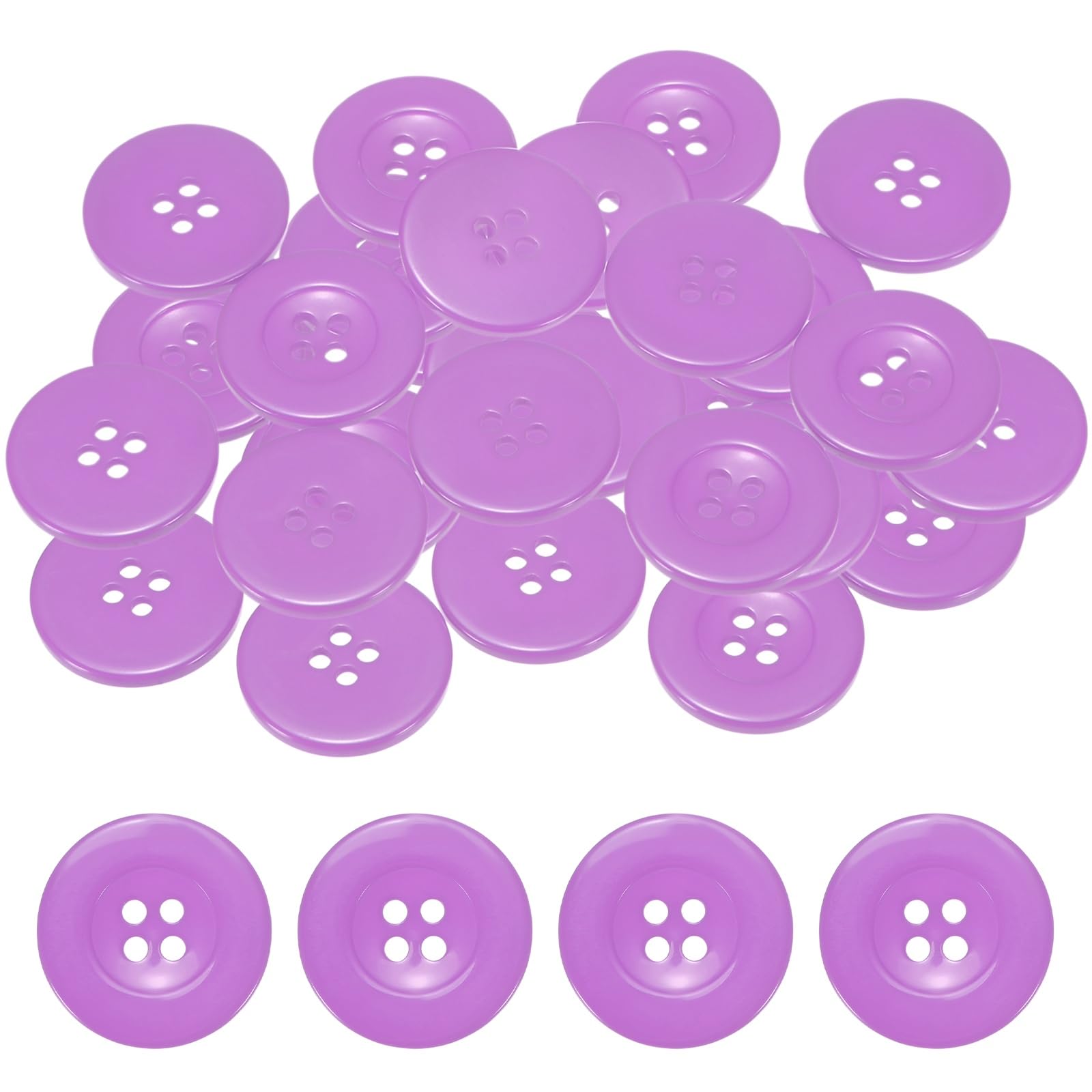 TIXIPEM Sewing Buttons [50pcs] - 1.2 Inch/ 30mm 48L Resin Round Flat 4-Hole Craft Replacement Buttons for Coats & Sewing Clothing & DIY - [Light Purple]