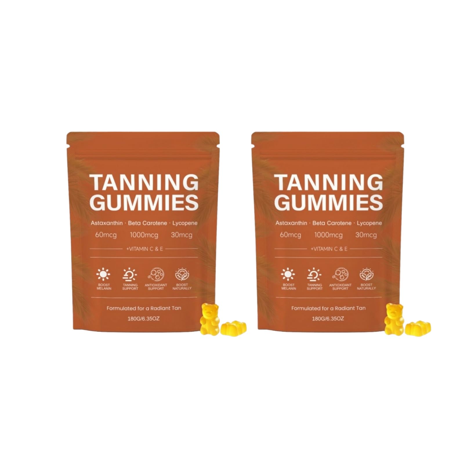 Gummies Bronzants 2026, 20 Jours, 5 en 1 Antioxydants, Bêta-Carotène Lycopène, Accélère Prolonge le Bronzage, Protège la Peau, Améliore l'Éclat Naturel, Pour Hommes et Femmes