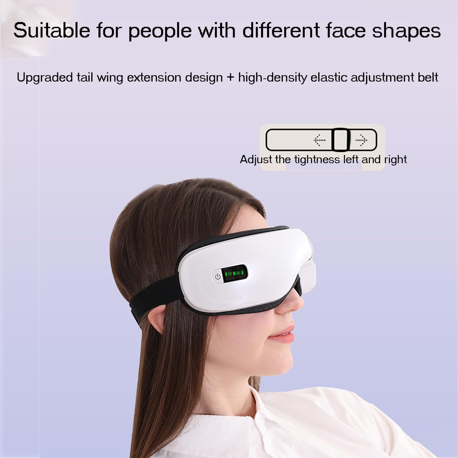 Masajeador Calefacción para Ojos, Masajeador Ojos Inteligente, 5 Modos Masaje/tensión Ajustable/se Puede Conectar a Música Bluetooth/vibración Multifrecuencia/Masaje con Bolsa Aire, para Ojos