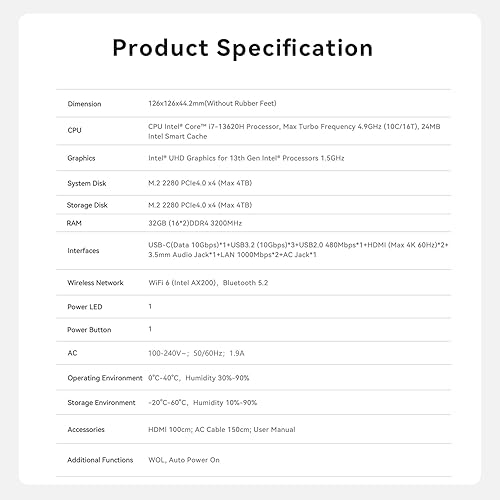 Vista 49 de Beelink EQI Mini PC W-11 Pro i3-1220P 16GB DDR4 500GB NVMe M.2 SSD Dual Display 4K@60Hz Salida, Wi-Fi 6, RJ45, PSU integrada para oficina