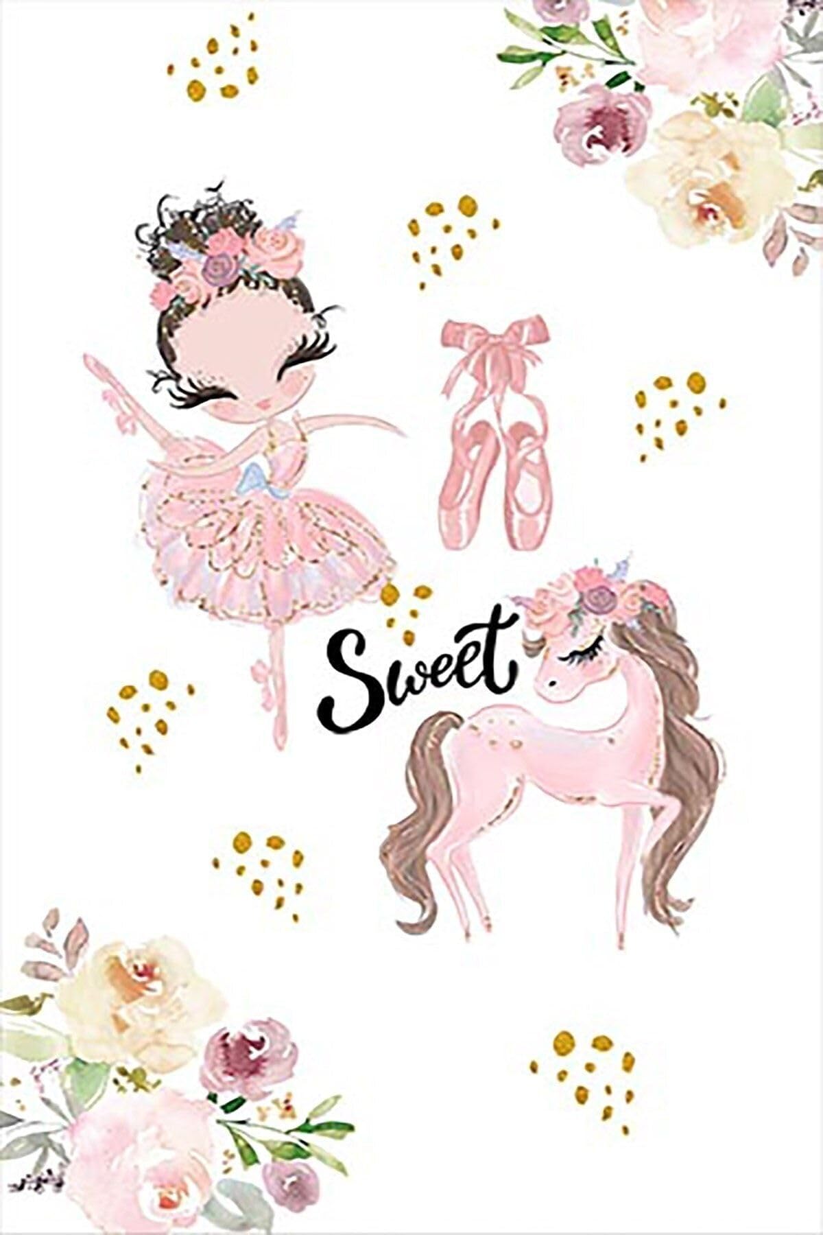 Pelangi Balerin Prenses Unicorn Desenli Dijital Baskı Yıkanabilir Kaymaz Taban Genç Kız Çocuk Odası Halısı, Pembe-Beyaz 160 x 300