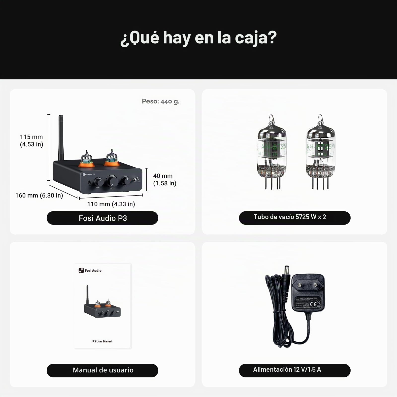 Fosi Audio P3 Tubo Preamp Auriculares Amplificador Audio Doméstico Mini Vacío Pre Amp con Bluetooth aptX LL HD Controles de Graves y Agudos para Altavoces Activos estéreo HiFi con Tomas RCA AUX