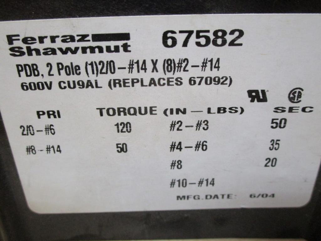 Shawmut 67582 Fuse Block 67582