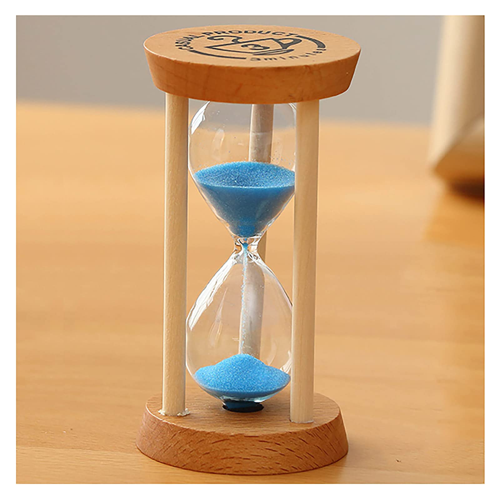 timer， Wooden Hourglass Timer For Children Brushing Teeth Sand 3/5 Minutes,Time Management Assistant,Creative Gift)(Blu,5 minutes (round))