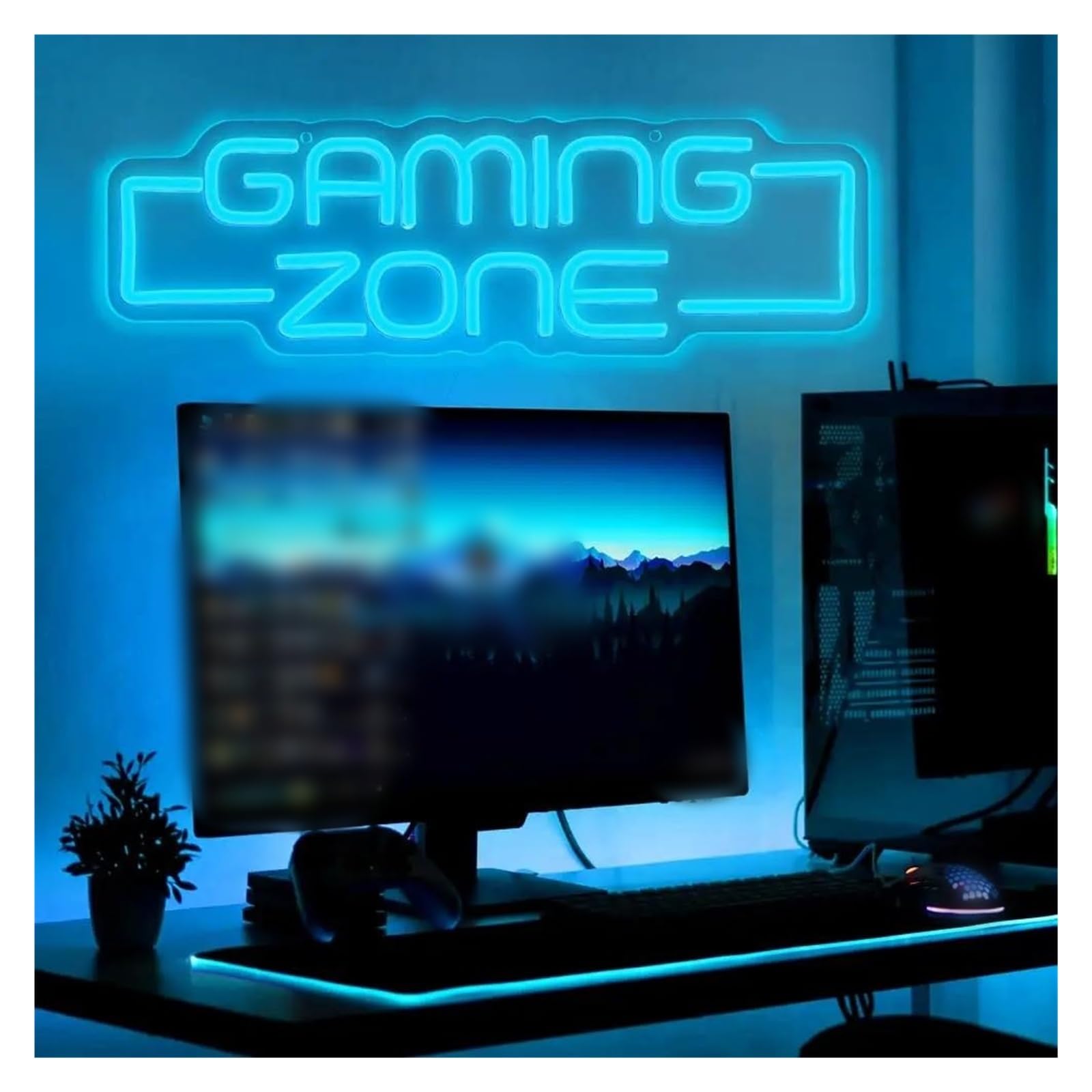 LED néon signe Gaming Zone Néon LED Lumière Dimmable Pour Les Adolescents Gamer Chambre Chambre Fête Décoration Murale Signe Lampe Lumineuse 16.7inx5.5in