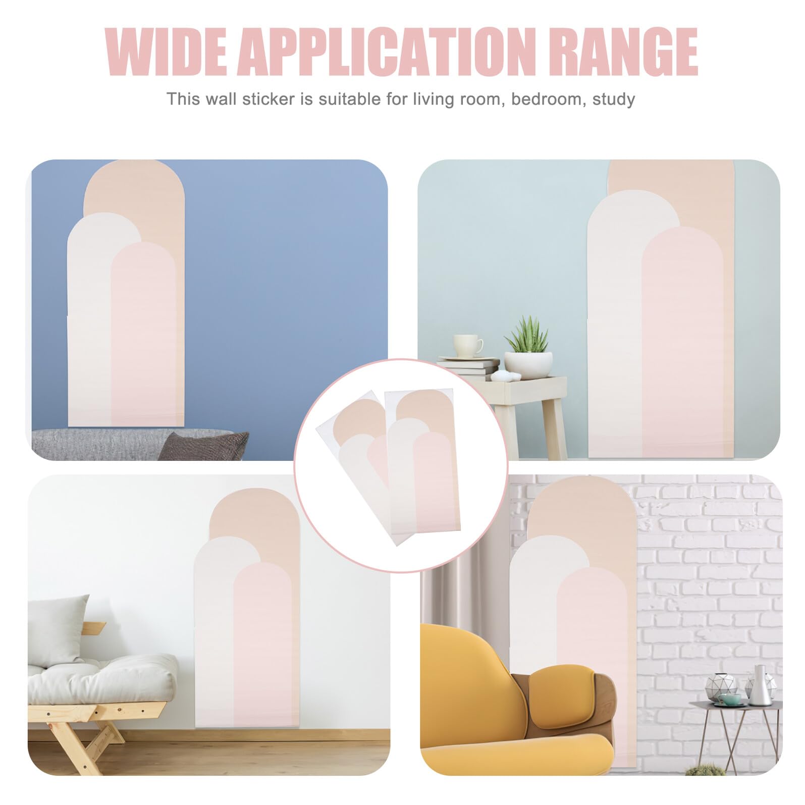 OUNONA Calcomanías de Pared Geométricas Bohemias en Pvc, 2 Piezas, Decoración Fácil de Instalar para Dormitorio y Estudio Diseño de Arco Elegante