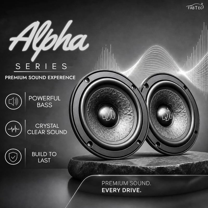 Image of FABTEC 80w RMS /450w Peak Power Mid Range 6.5 Inch 4 Ohm Speaker for Cars, Bookshelf Monitors, Hi-Fi Systems & DIY Projects (Set of 2)