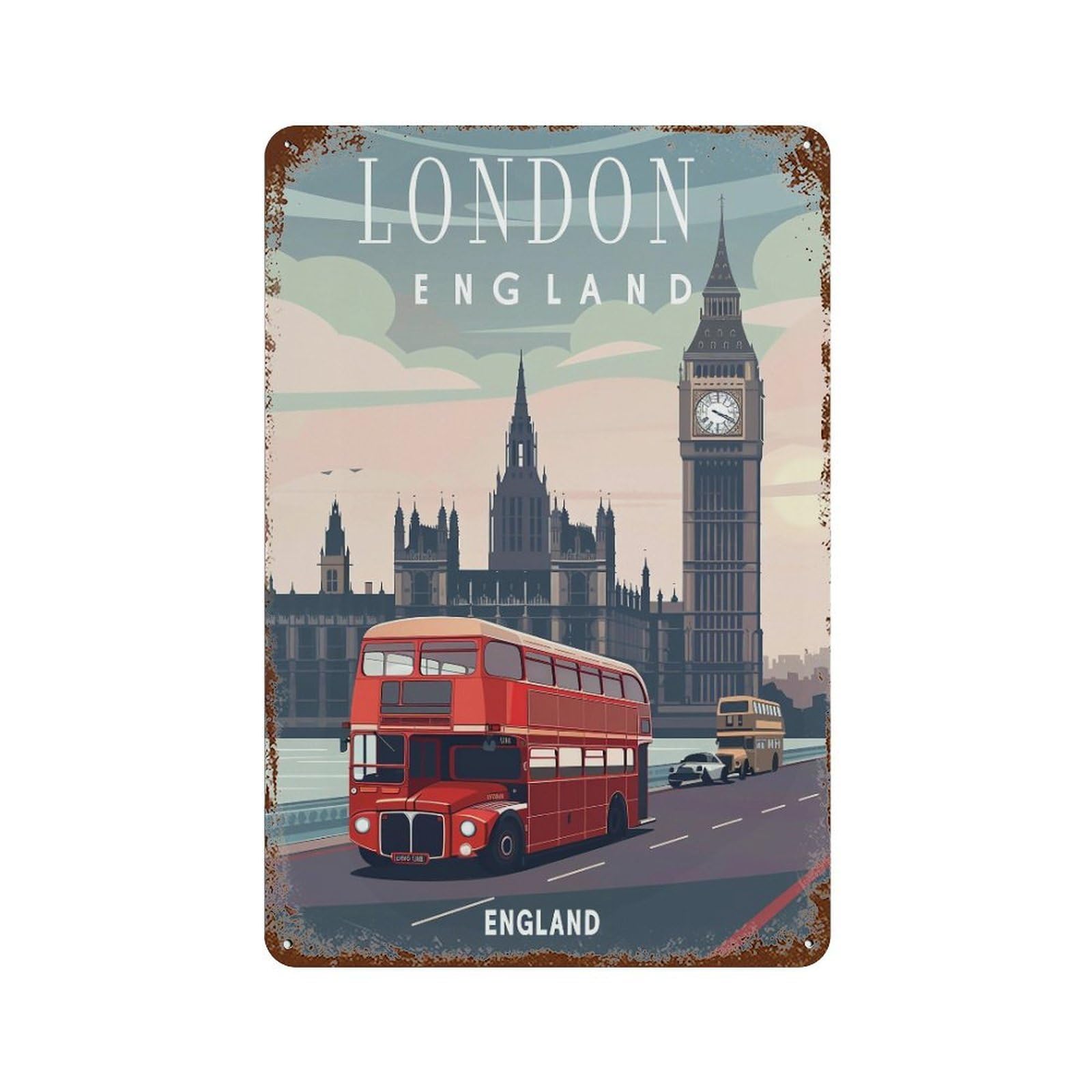 HDURYEYRYY London 01 Wall Retro Iron Vintage Art Metal Tin Sign Poster Modern Home Cofffee Club Art Bar Shop Decor 30x20cm
