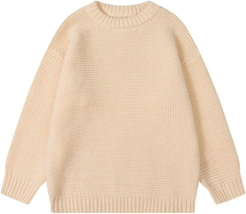 JSEIAJB Men's Autumn Winter Lazy Wind Round Collar Jacket Sweater Men and Women Japanese Retro Color Sweater