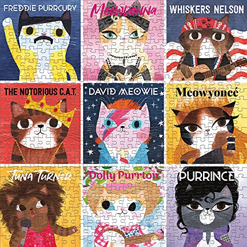 Music Cats 500 Piece Family Puzzle From Mudpuppy - 20" X 20" Jigsaw Puzzle Of Your Favorite Music Legends In Cat Form, Perfect For Hours Of Family Fun, Ages 8+ #TOP2