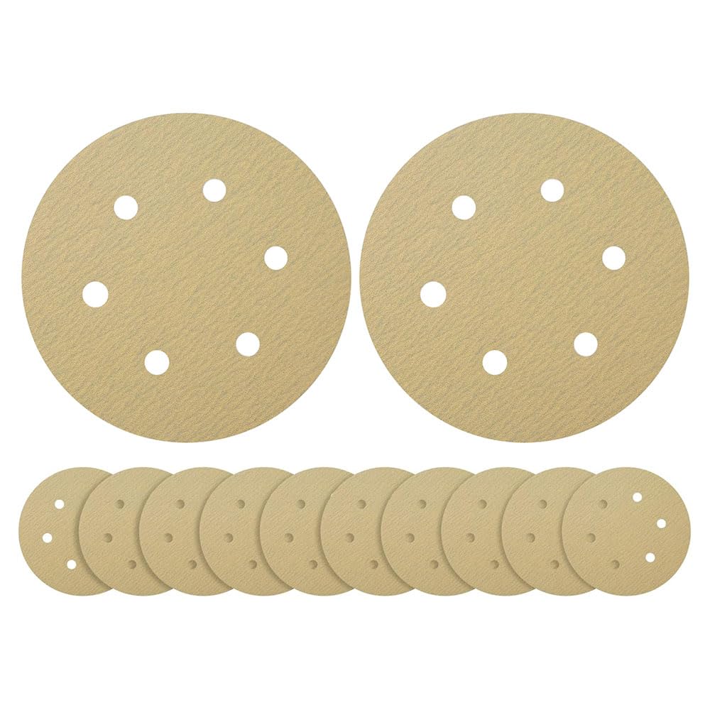 JZS Hook and Loop Sanding Discs of 6-Inch 6-Hole,80 Grit Wet Dry Random Orbital Sandpaper for Automotive and Woodworking,50PCS