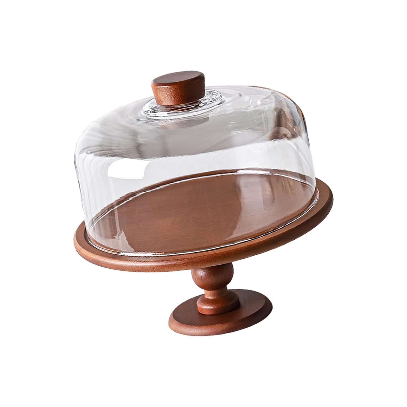Glass Dome Serving Stand for Cakes and Pastries, Wood Pedestal Display Tray for Dessert Tables, Fruit Service, and Hosts Glass Cake Stand Dome Dessert Display Wood Pedestal Serving Tray Covered Pastry
