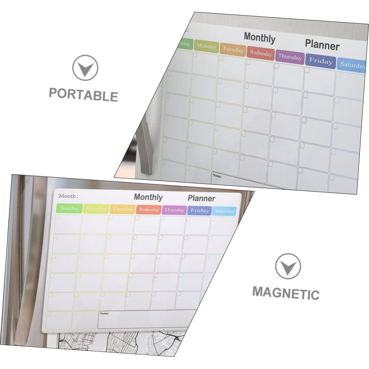 NUOBESTY 2 Stück Magnetische Kühlschrankplanungstafel Wiederverwendbarer Whiteboard Kalender mit Aufgabenliste für Haushalt und Büro
